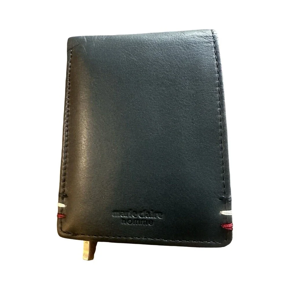 🧡Marie Claire Homme Black Leather Bifold Wallet – Very Good Condition